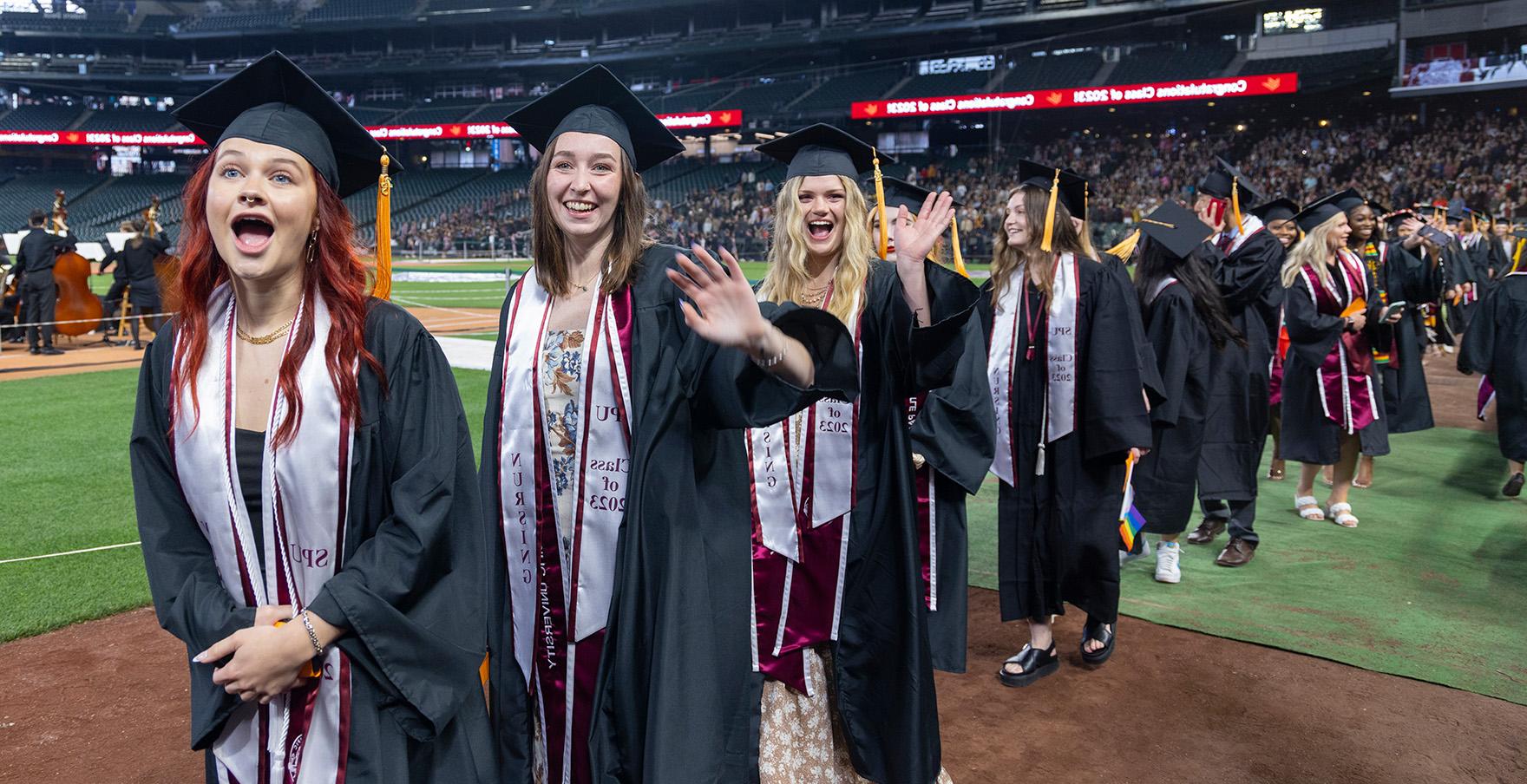 SPU grads line up at T-mobile Park | photo by Mike Siegel